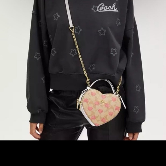 Coach Heart Crossbody In Signature Canvas With Heart Print CP021 NWT - Picture 10 of 11